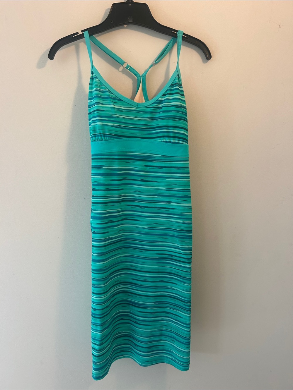 Athleta Teal Striped Midi Dress